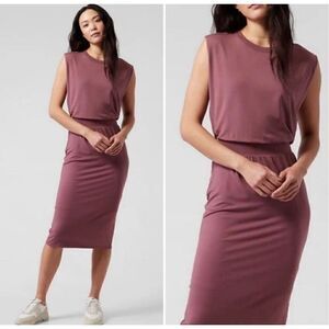ATHLETA Santorini Cinch midi Dress Stretch Modal Rose size 2X